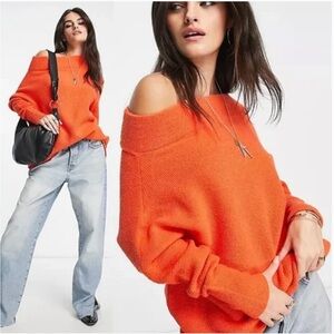 Free People Ottoman Slouchy Audacious Orange Tunic Sweater